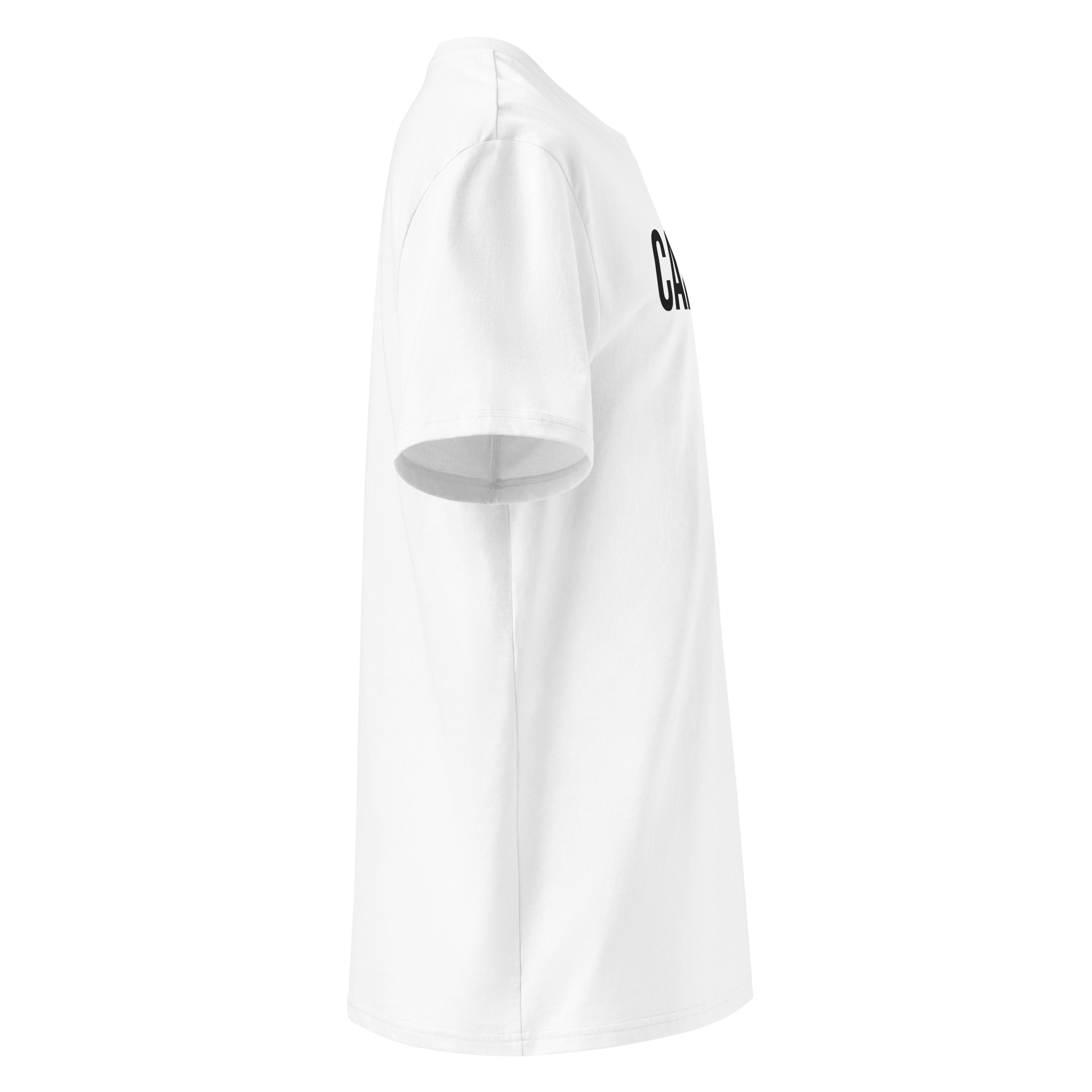 Calvero® Classic T-Shirt White rechte Seite mit Ärmel-Logo