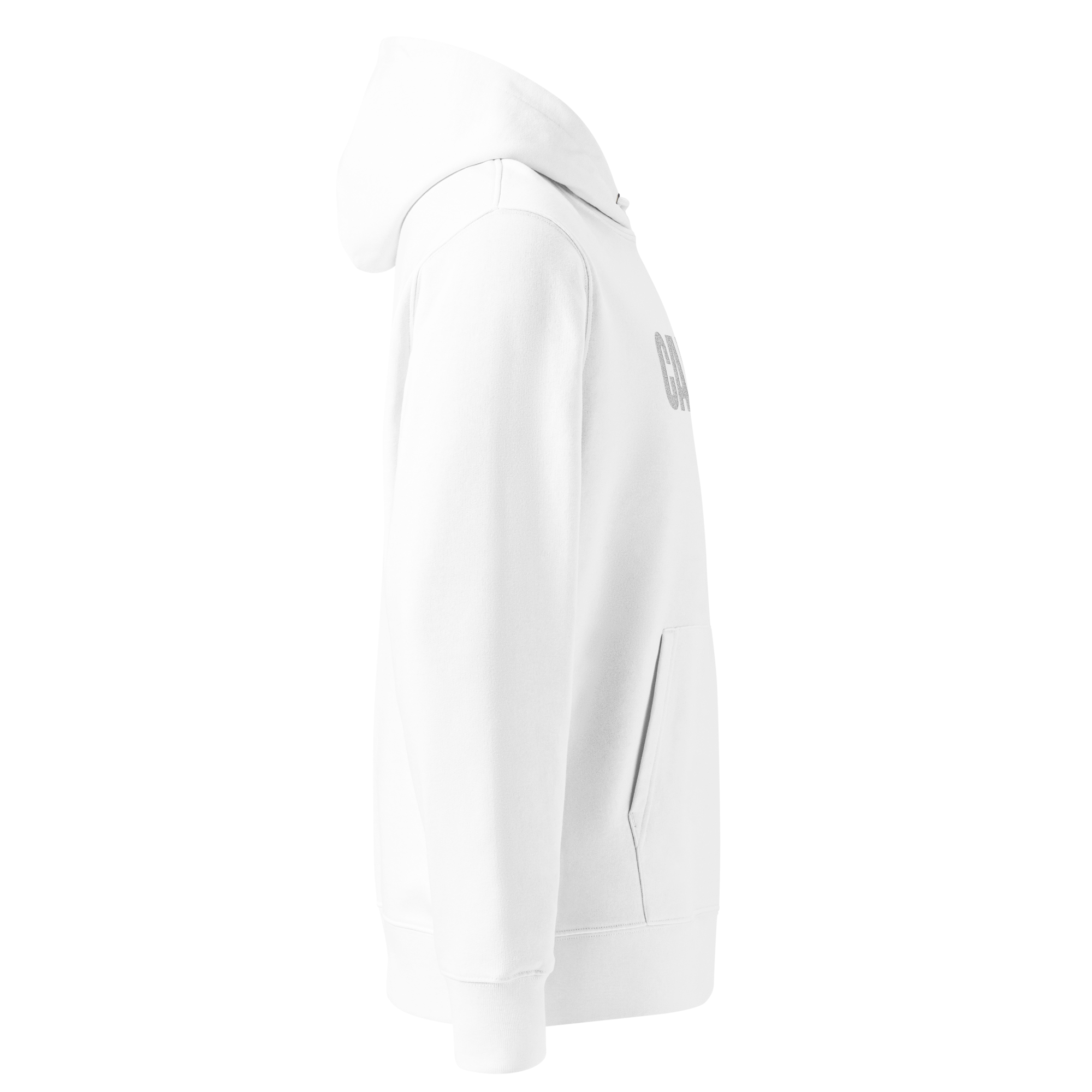 Weißer Calvero® Hoodie mit Kapuze und regulärer Passform, rechte Seitenansicht