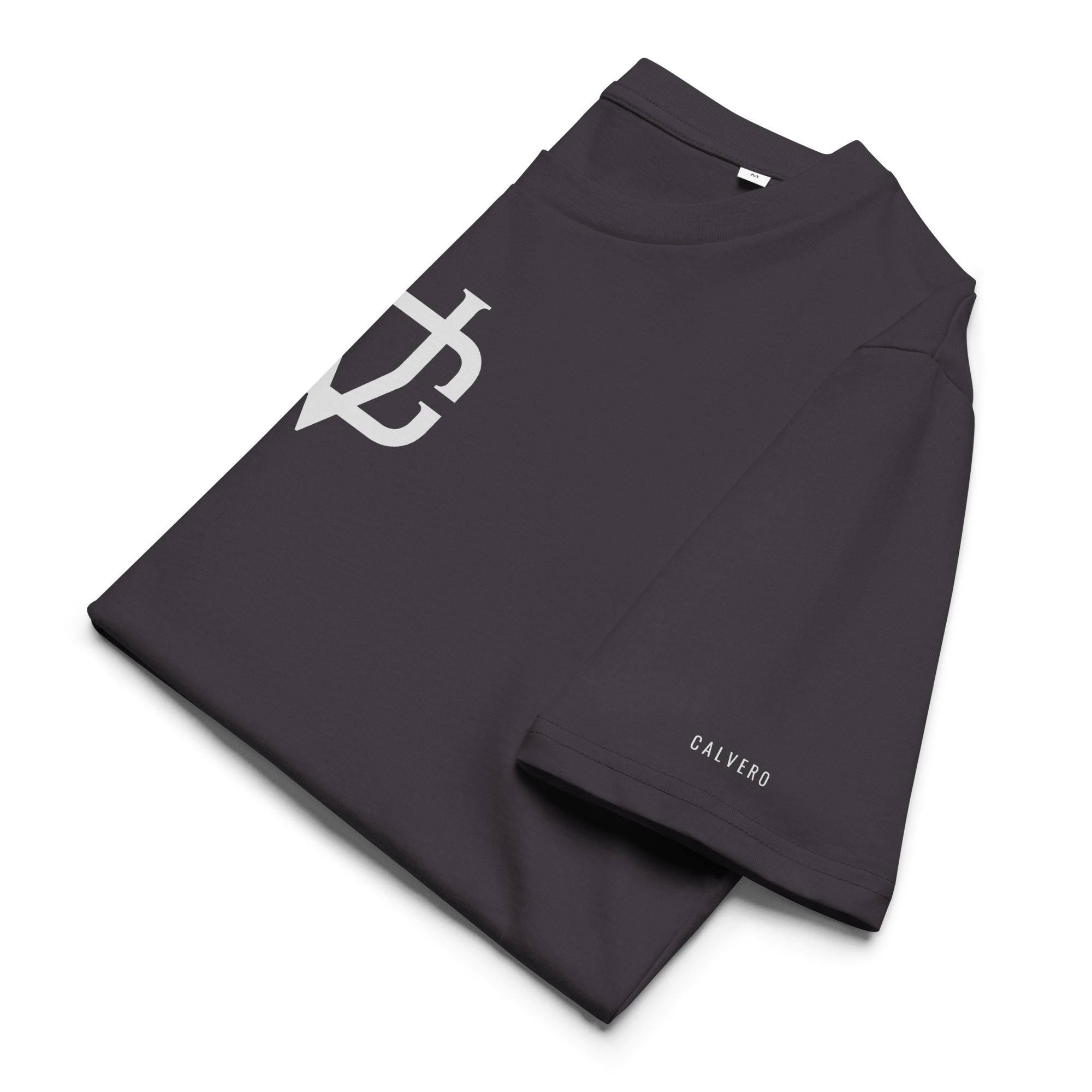 Calvero® Monogram T-Shirt Anthracite gefaltet mit Logo und Ärmel-Print