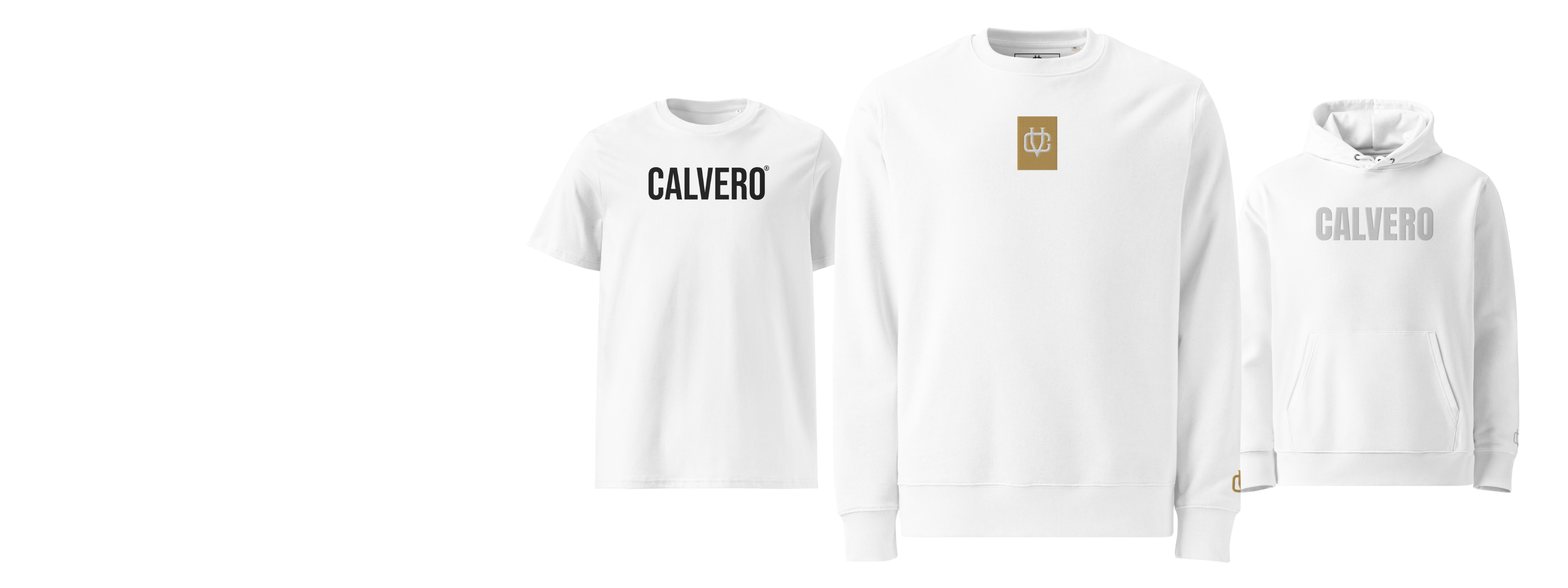 Exklusive CALVERO® Mode: cleanes weißes T-Shirt, Sweater und Hoodie für modernen Lifestyle