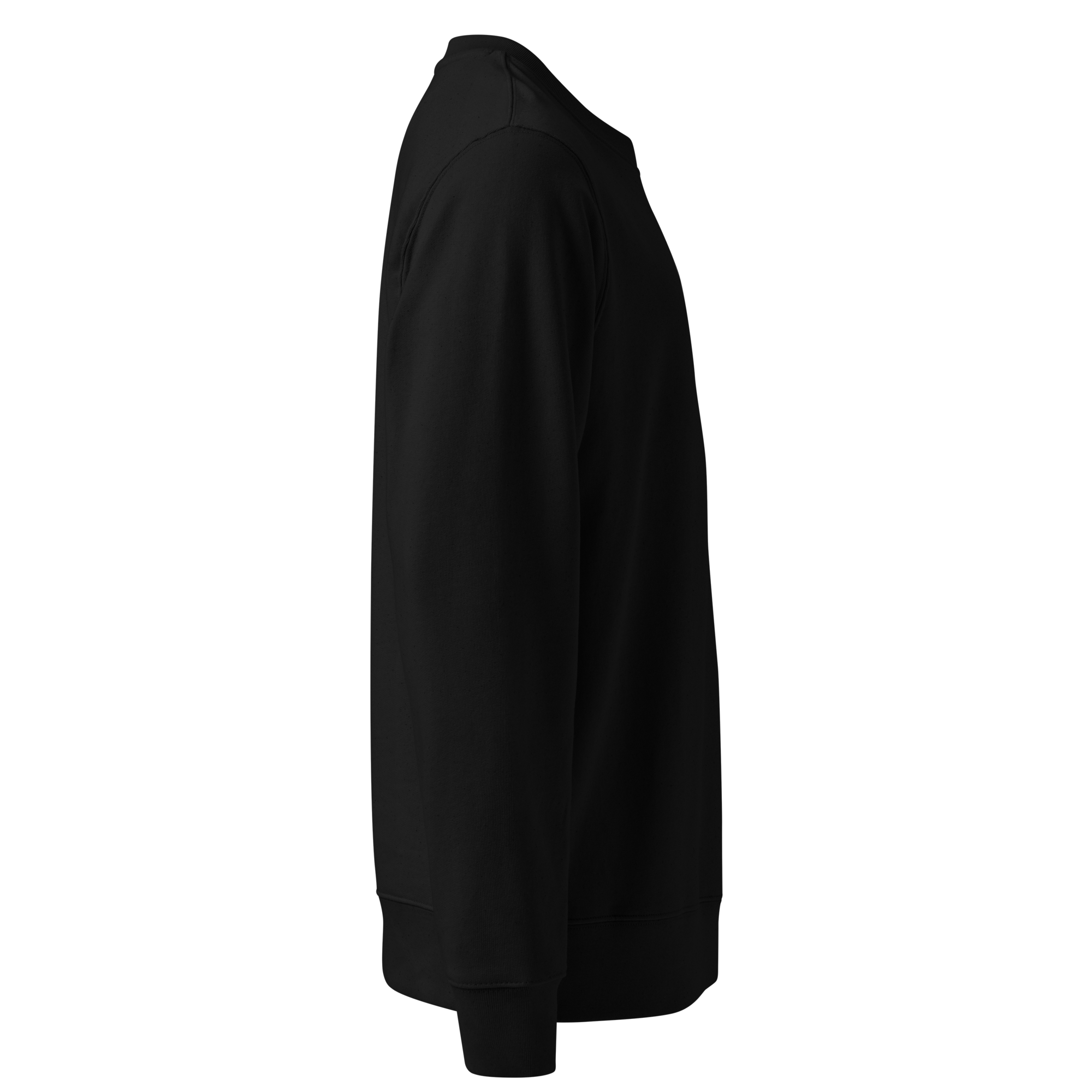 Calvero® Sweatshirt Black Vertical rechte Seite mit vertikalem Brustprint