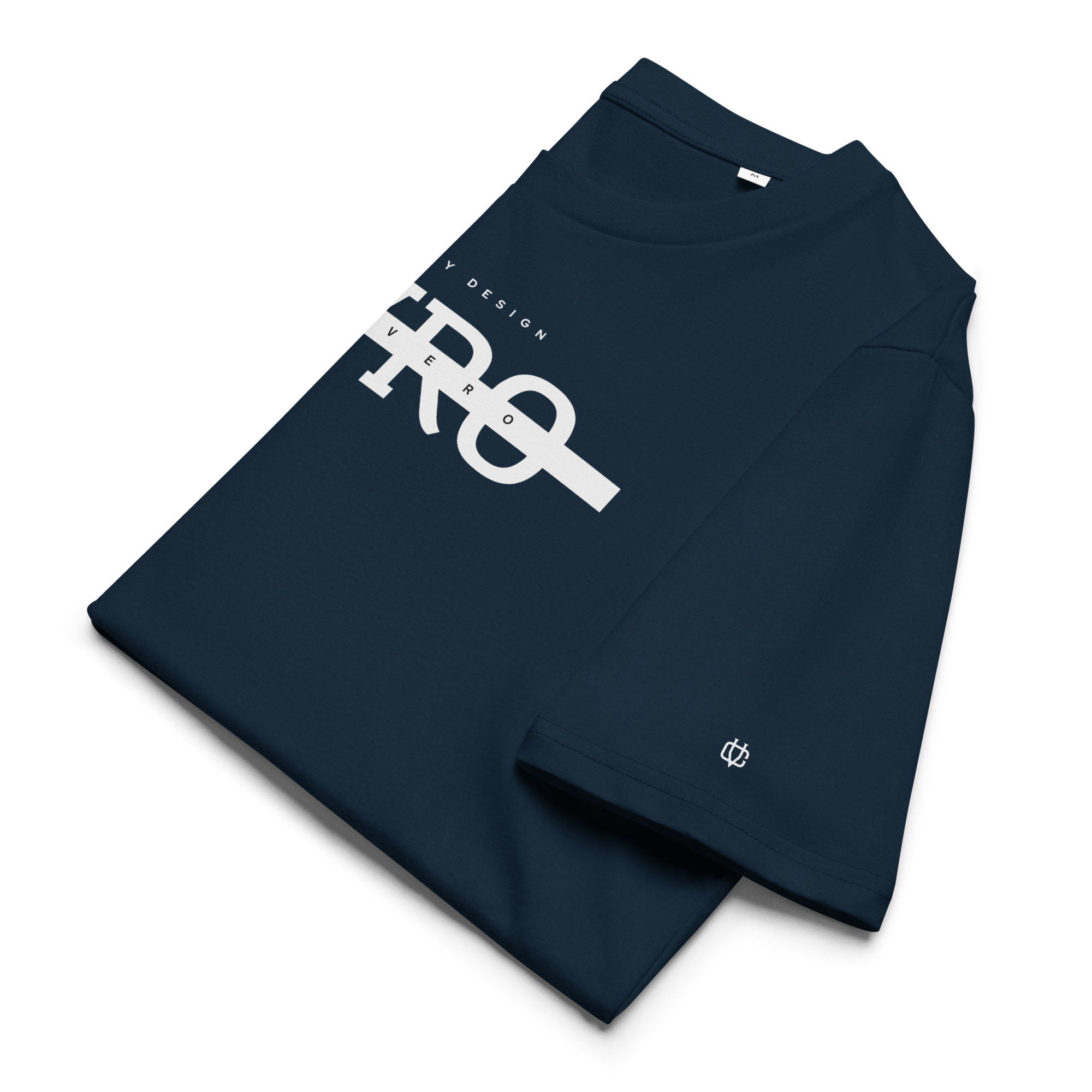 Gefaltetes CALVERO® Statement T-Shirt in Navyblau – nachhaltiges Unisex Shirt aus Bio-Baumwolle