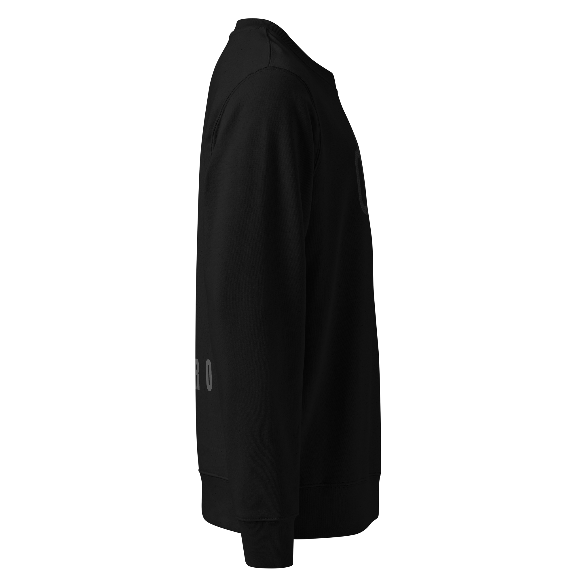 Calvero® Sweatshirt Black Monogram rechte Ansicht mit dezentem CALVERO Detail